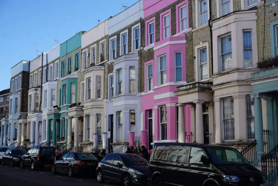 Portobello Road bunte Häuser in London