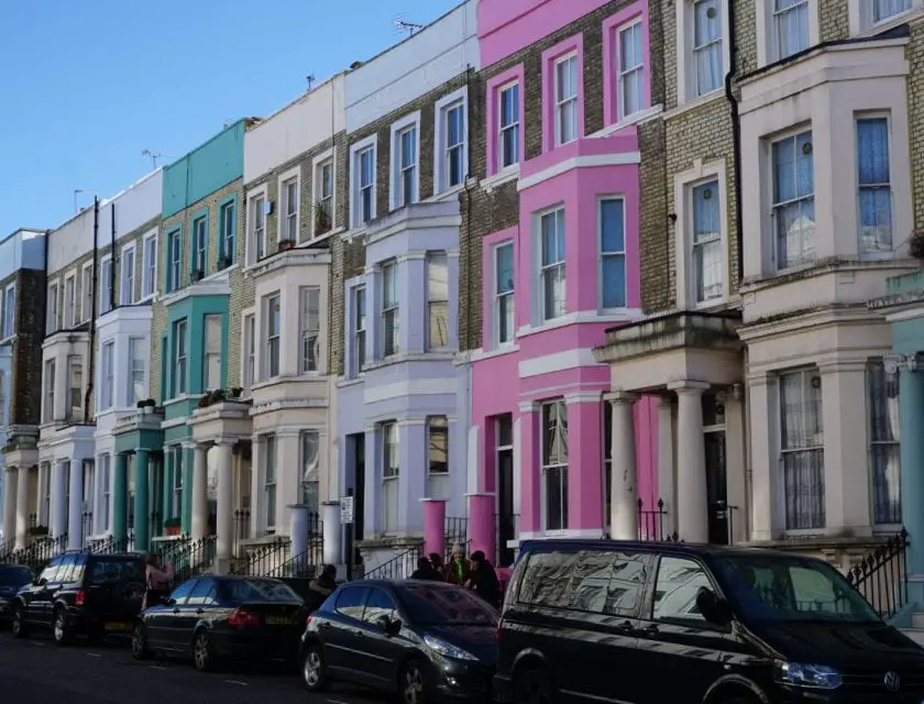 Portobello Road bunte Häuser in London